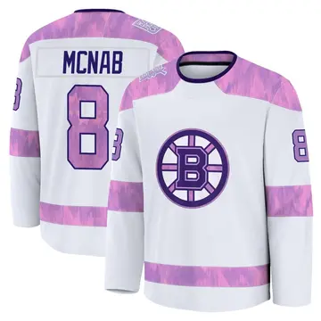 Youth Peter Mcnab Boston Bruins ＃8 Premium White 2024 Hockey Fights Cancer Practice Jersey