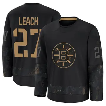 Youth Reggie Leach Boston Bruins ＃27 Premium Black 2024 Military Appreciation Practice Jersey