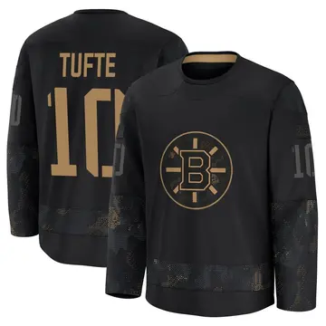 Youth Riley Tufte Boston Bruins ＃10 Premium Black 2024 Military Appreciation Practice Jersey