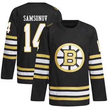 Youth Sergei Samsonov Boston Bruins ＃14 Authentic Black 100th Anniversary Primegreen Jersey