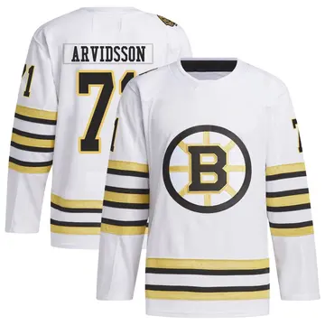 Youth Viktor Arvidsson Boston Bruins ＃71 Authentic White 100th Anniversary Primegreen Jersey